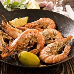 Crevettes flambees